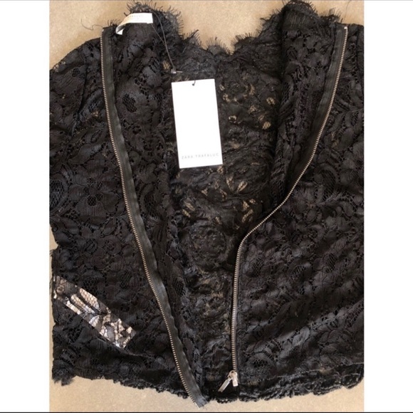 NWT Zara Trafaluc black lace top women’s sz S - Picture 6 of 8